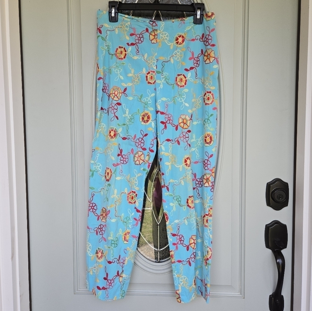 Piazza Sempione Floral Embroidered Cropped Trousers